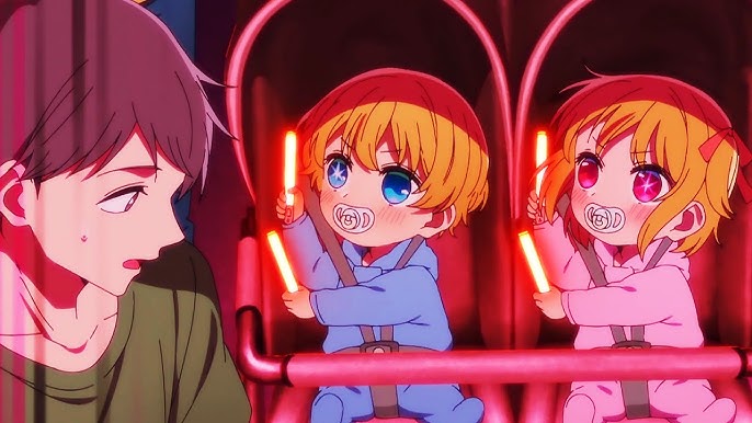 Los bebés de oshi no ko realizando un wota-gei
